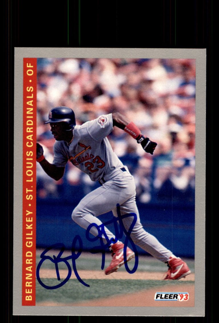 Signed Baseball Card Auto Bernard Gilkey 1993 Fleer #125 St. Louis Cardinals