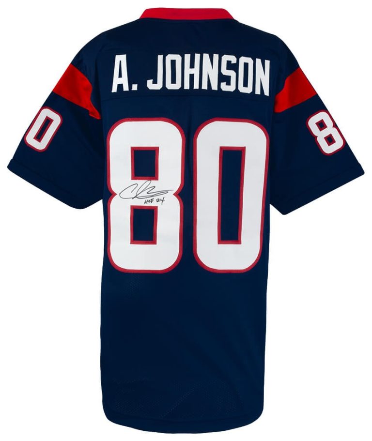 Andre Johnson Signed Navy Custom Football Jersey w/HOF'24 - (SCHWARTZ COA)