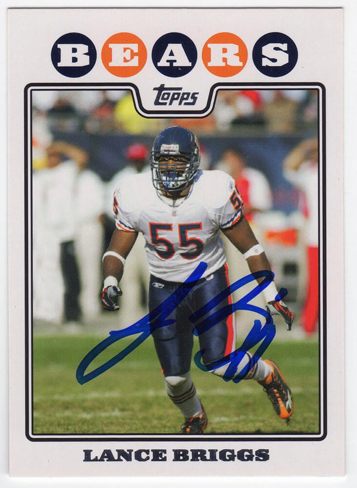 Lance Briggs Signed Bears 2008 Topps Football Trading Card #243 - (SCHWARTZ COA)
