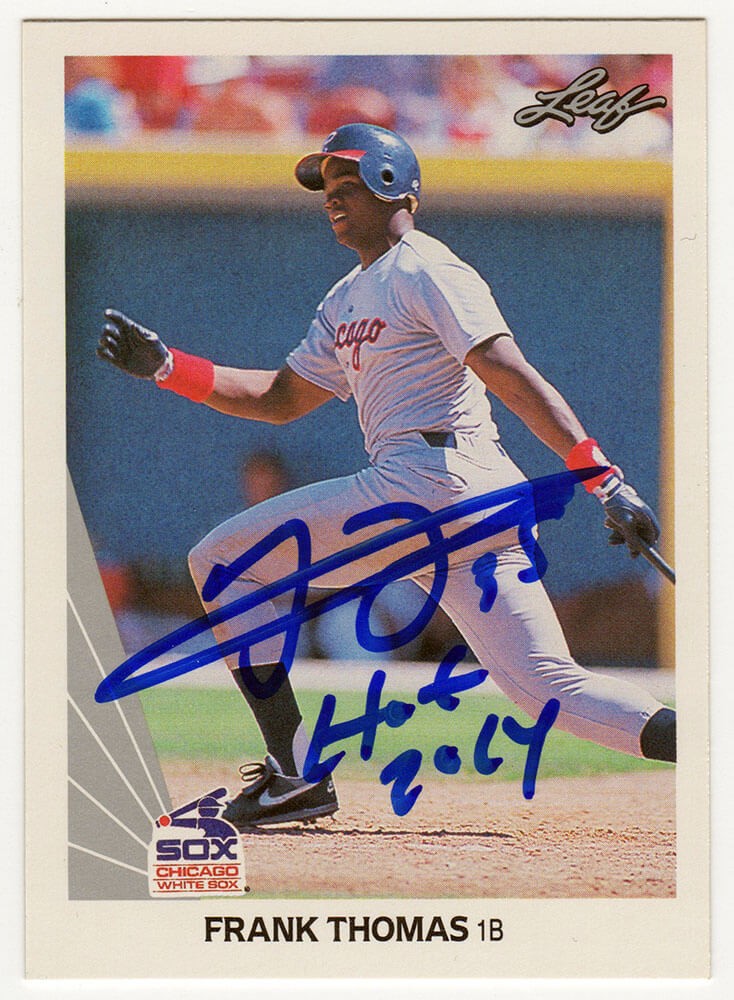 Frank Thomas Signed White Sox 1990 Leaf Rookie Card #300 w/HOF 2014 - (SS COA)