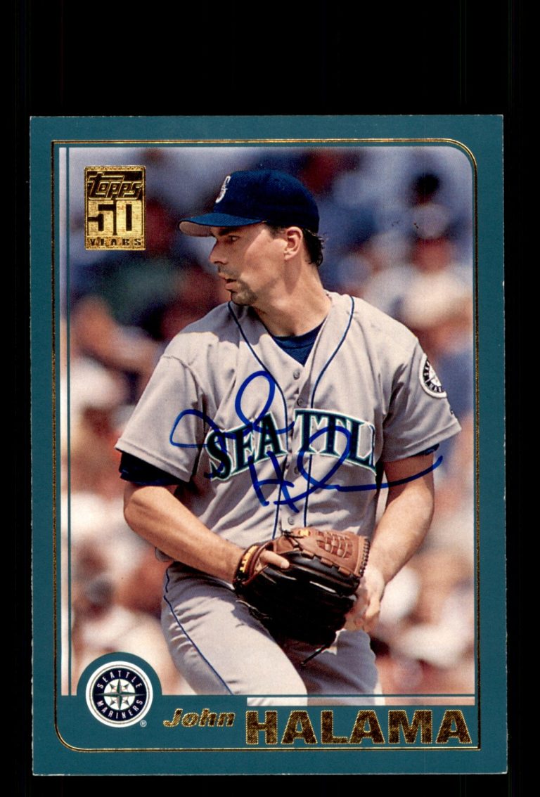 Signed Baseball Card Auto John Halama 2001 Topps #541 Seattle Mariners