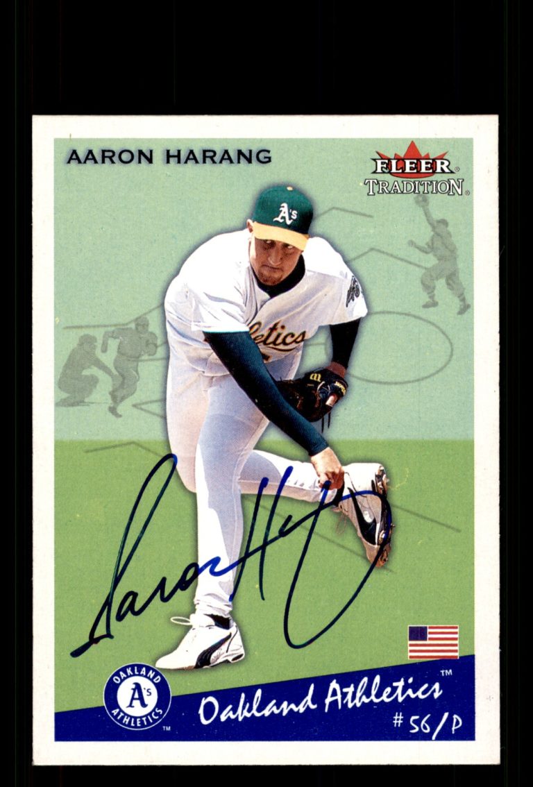 Signed Baseball Card Auto Aaron Harang 2002 Fleer Tradition Update #U203