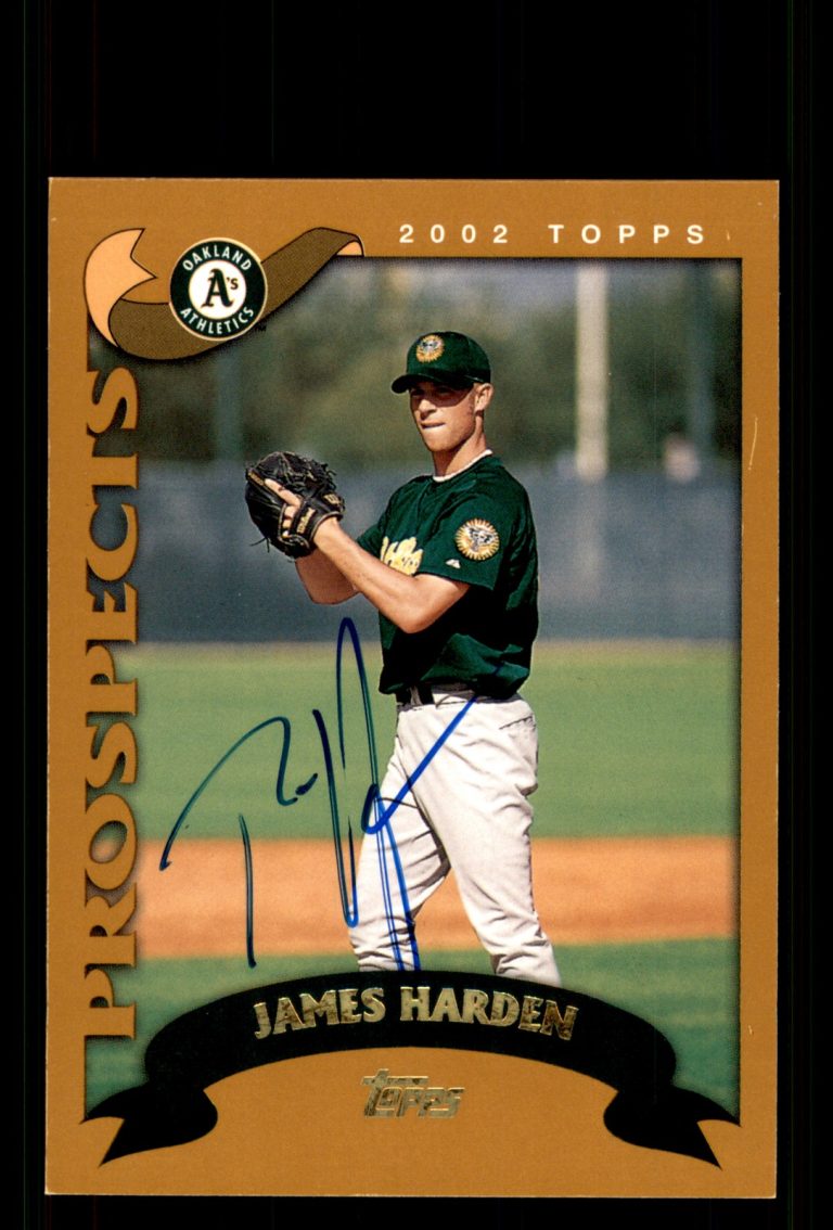 Signed Baseball Card Auto James Harden 2002 Topps #687 Oakland Athletics