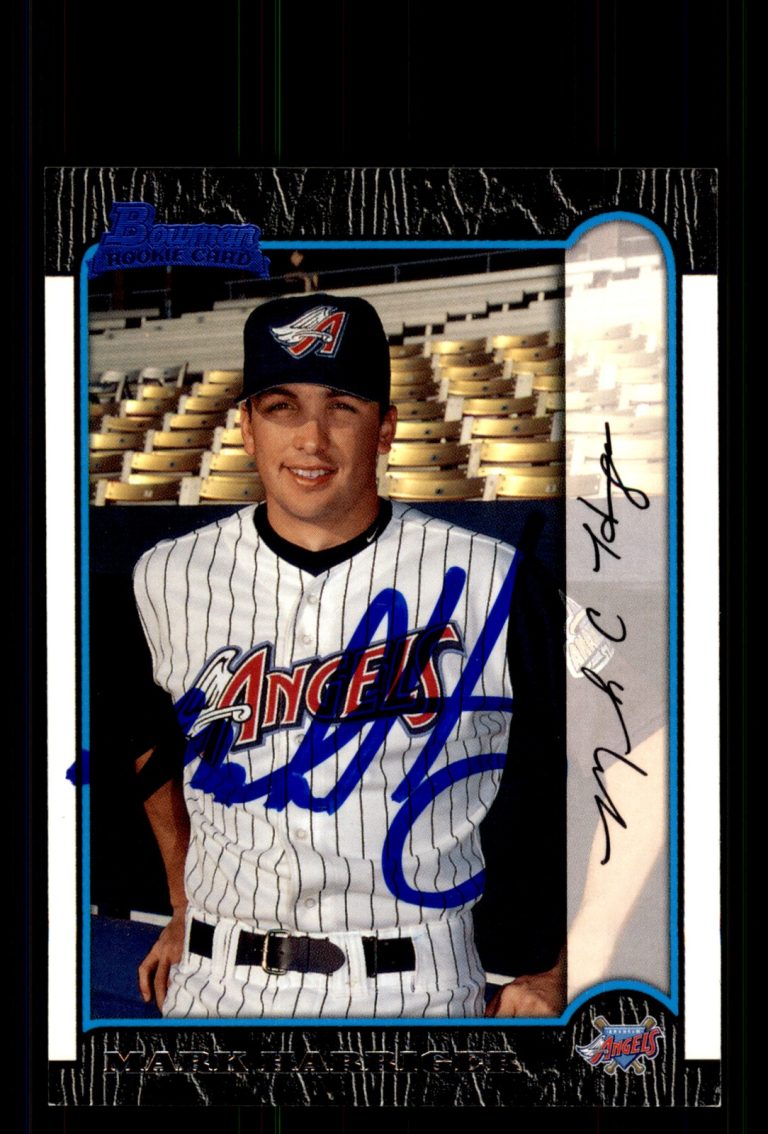 Signed Baseball Card Auto Mark Harriger 1999 Bowman #361 Anaheim Angels