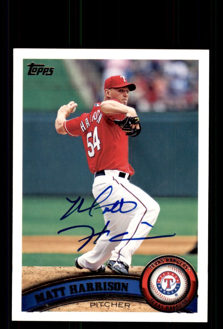 Signed Baseball Card Auto Matt Harrison 2011 Topps #432 Texas Rangers