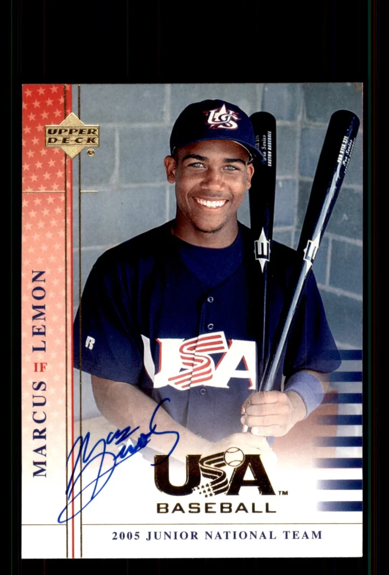 Signed Baseball Card Auto Marcus Lemon 2005 Upper Deck USA Junior #USA 92