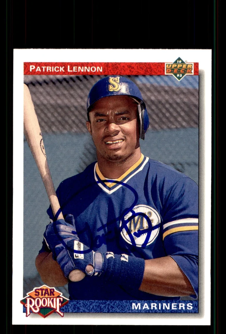 Signed Baseball Card Auto Patrick Lennon 1992 Upper Deck #13 Seattle Mariners