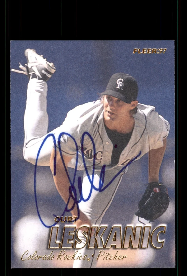 Signed Baseball Card Auto Curt Leskanic 1997 Fleer #311 Colorado Rockies