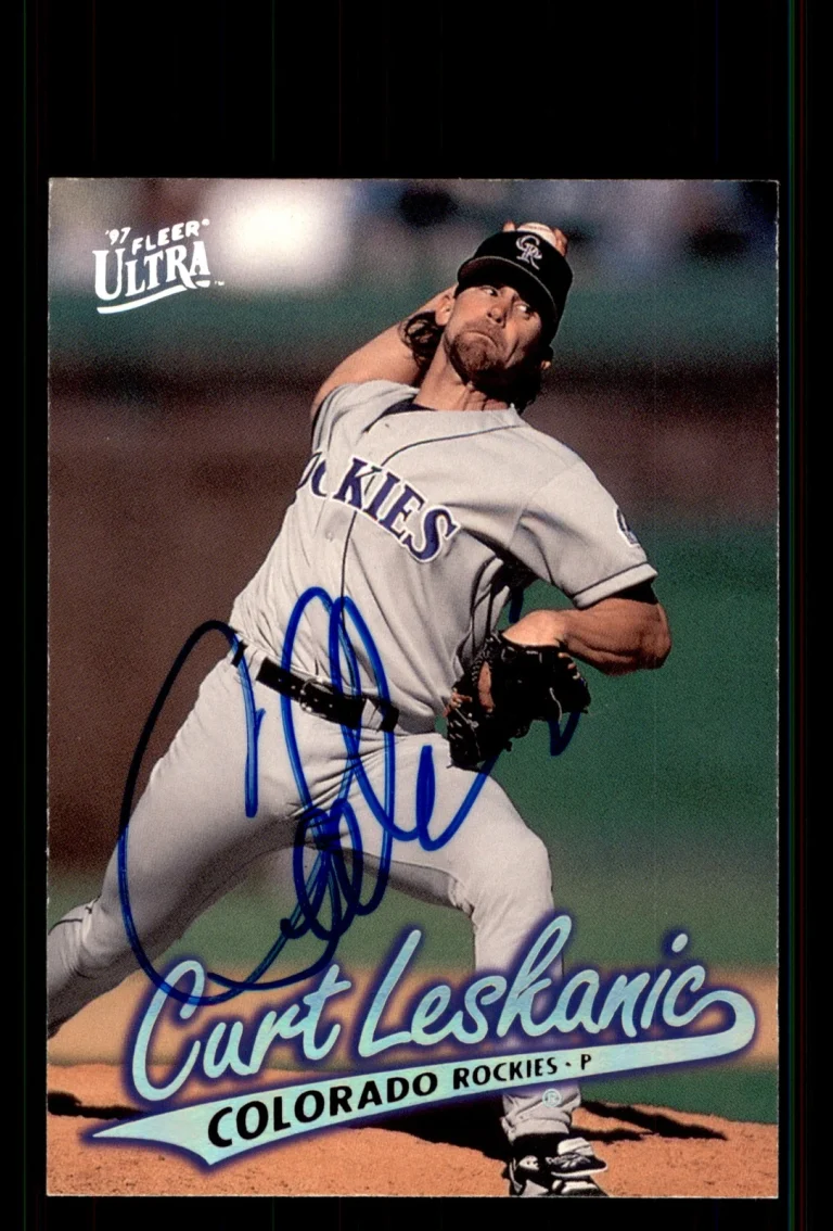 Signed Baseball Card Auto Curt Leskanic 1997 Ultra #186 Colorado Rockies