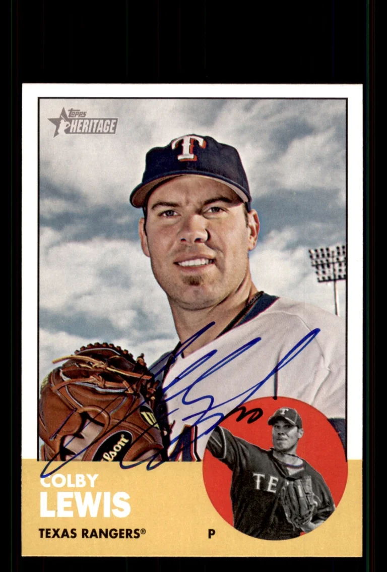 Signed Baseball Card Auto Colby Lewis 2012 Topps Heritage #403 Texas Rangers