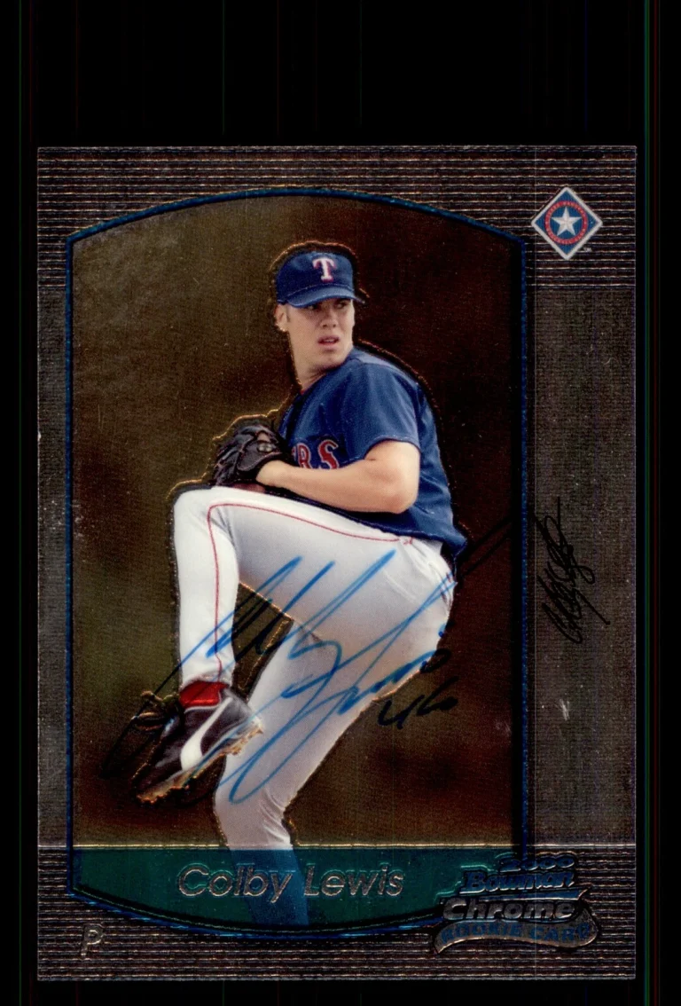Signed Baseball Card Auto Colby Lewis 2000 Bowman Chrome #31 Rangers