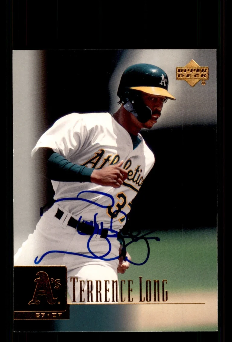 Signed Baseball Card Auto Terrence Long 2001 Upper Deck #57 Oakland Athletics