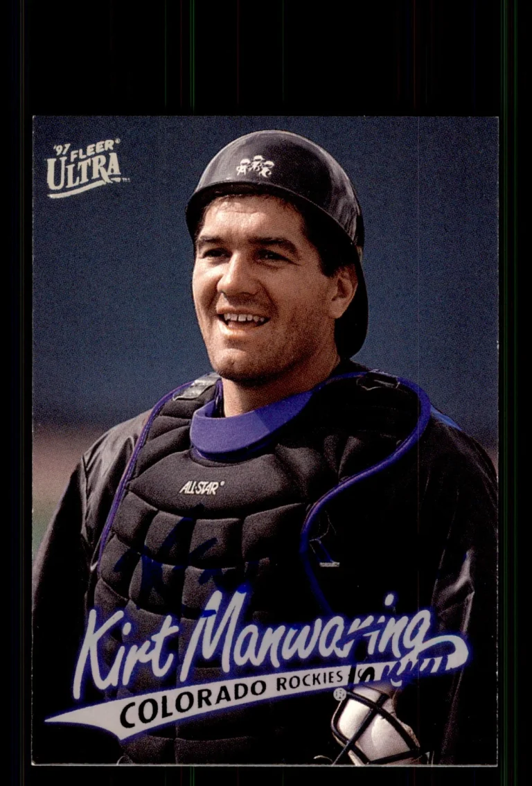 Signed Baseball Card Auto Kirt Manwaring 1997 Ultra #413 Colorado Rockies