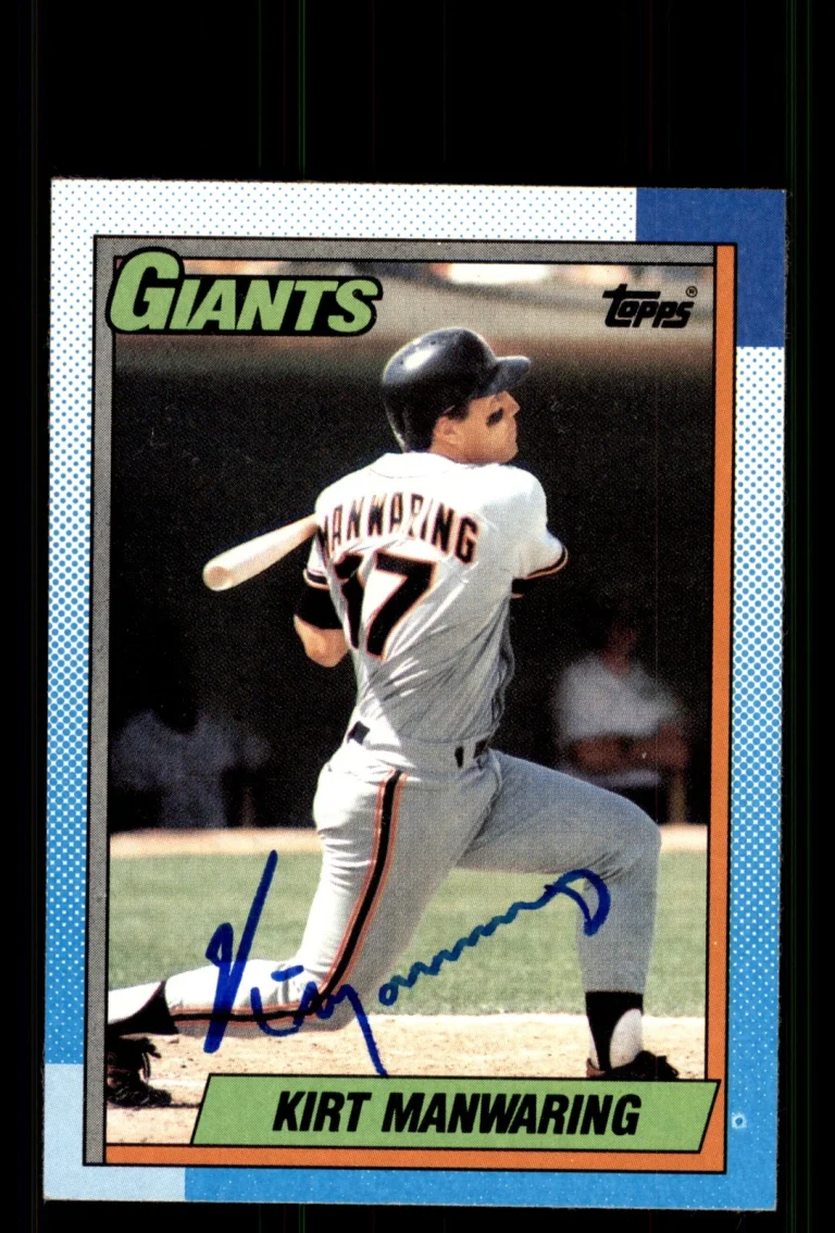 Signed Baseball Card Auto Kirt Manwaring 1990 Topps #678 San Francisco Giants