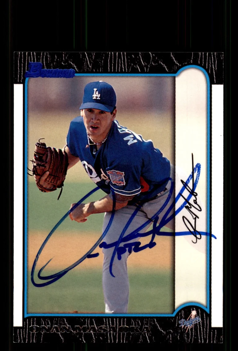 Signed Baseball Card Auto Onan Masaoka 1999 Bowman #85 Los Angeles Dodgers