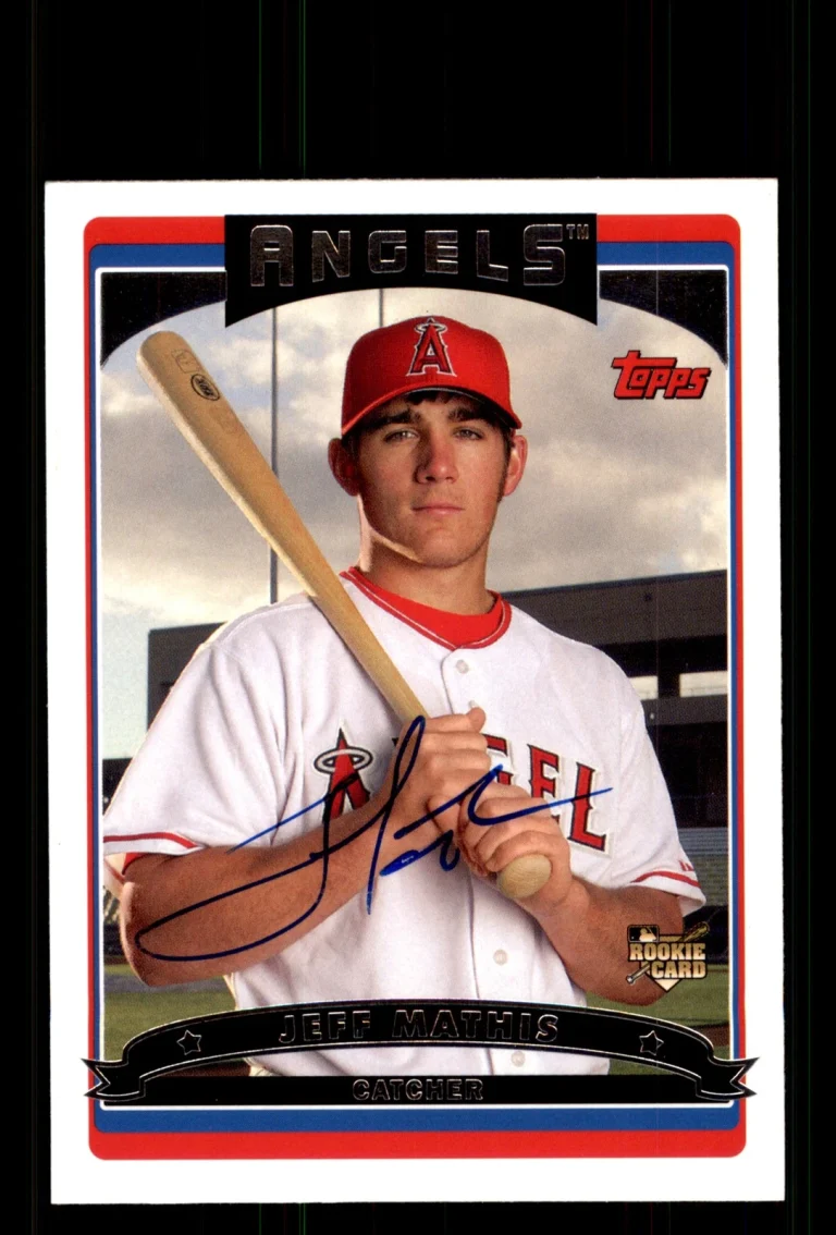 Signed Baseball Card Auto Jeff Mathis 2006 Topps #299 Los Angeles Angels