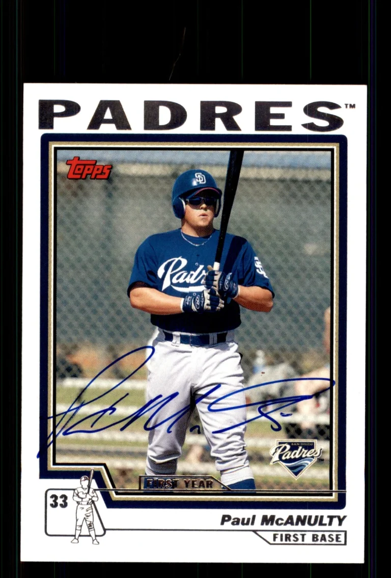 Signed Baseball Card Auto Paul McAnulty 2004 Topps Traded #T130 Padres