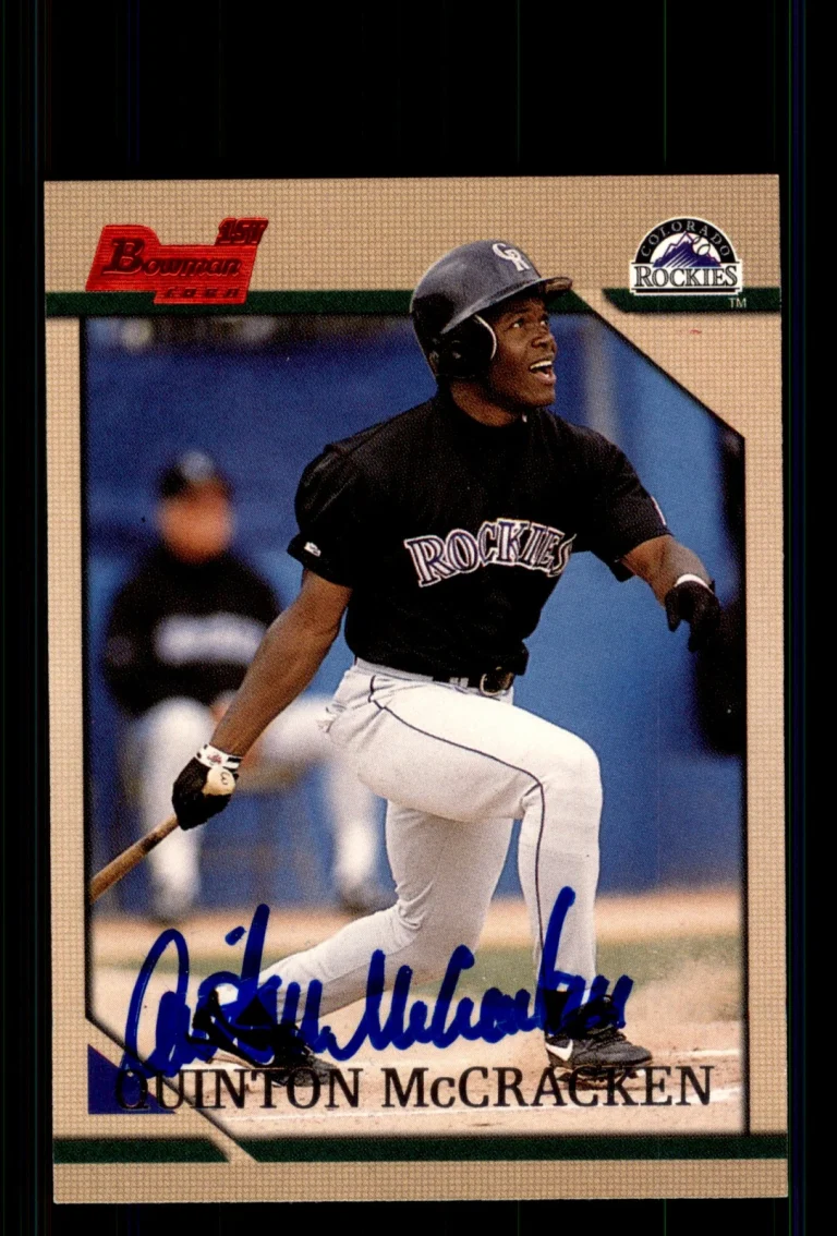 Signed Baseball Card Auto Quinton McCracken 1996 Bowman #306 Colorado Rockies
