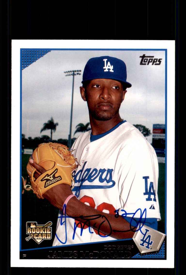 Signed Baseball Card Auto James McDonald 2009 Topps #208 Los Angeles Dodgers