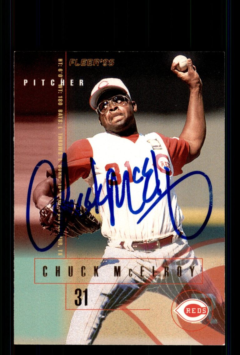 Signed Baseball Card Auto Chuck McElroy 1995 Fleer #440 Cincinnati Reds