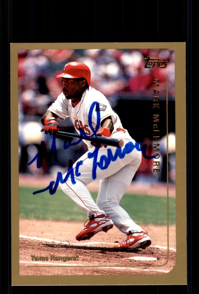 Signed Baseball Card Auto Mark McLemore 1999 Topps #396 Texas Rangers