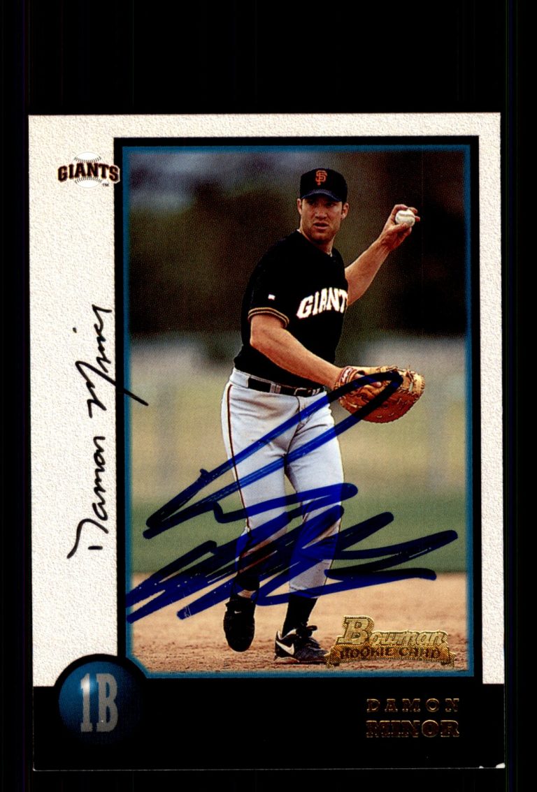 Signed Baseball Card Auto Damon Minor 1998 Bowman #411 San Francisco Giants
