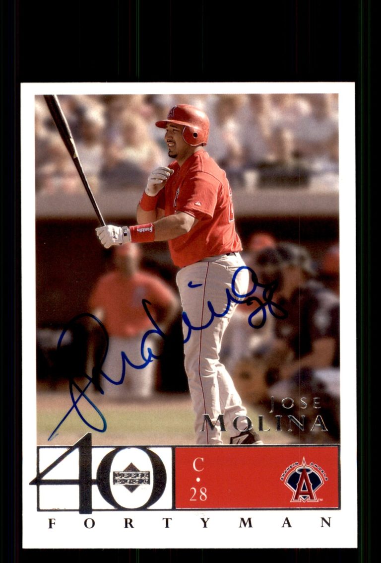 Signed Baseball Card Auto Jose Molina 2003 Upper Deck 40-Man #22 Anaheim Angels