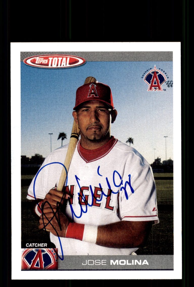 Signed Baseball Card Auto Jose Molina 2004 Topps Total #389 Anaheim Angels