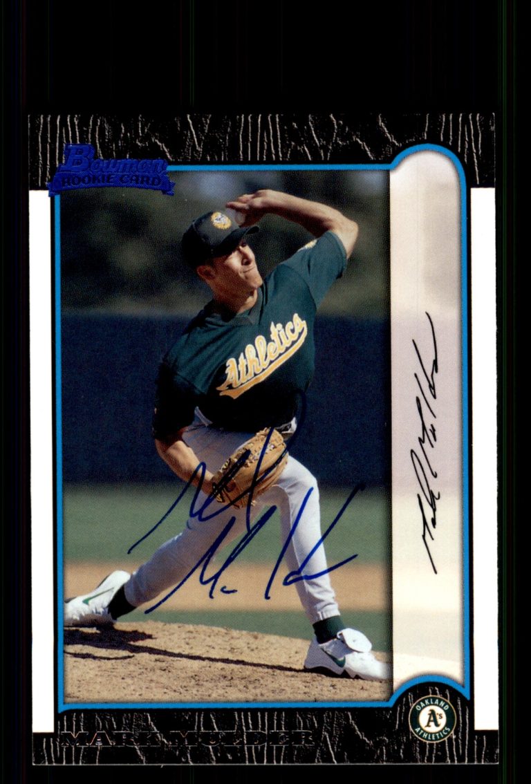 Signed Baseball Card Auto Mark Mulder 1999 Bowman #355 Oakland Athletics