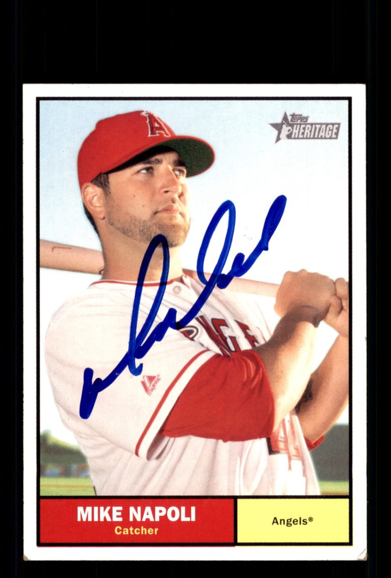 Signed Baseball Card Auto Mike Napoli 2010 Topps Heritage #329 Angels
