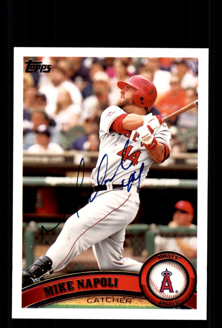 Signed Baseball Card Auto Mike Napoli 2011 Topps #201 Los Angeles Angels