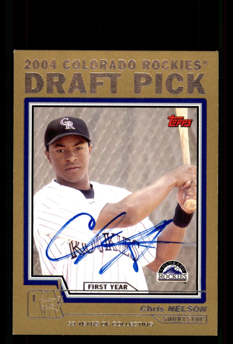 Signed Baseball Card Auto Chris Nelson 2004 Topps Traded & Rookies #T83 Gold