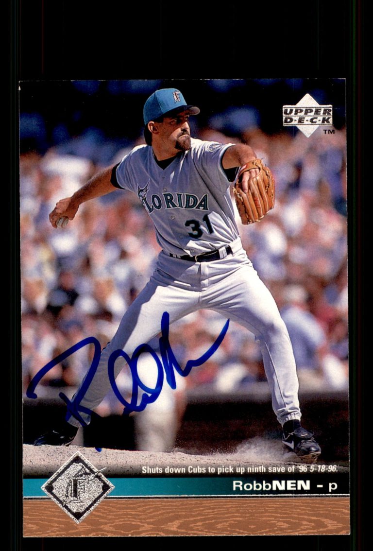 Signed Baseball Card Auto Robb Nen 1997 Upper Deck #361 Florida Marlins