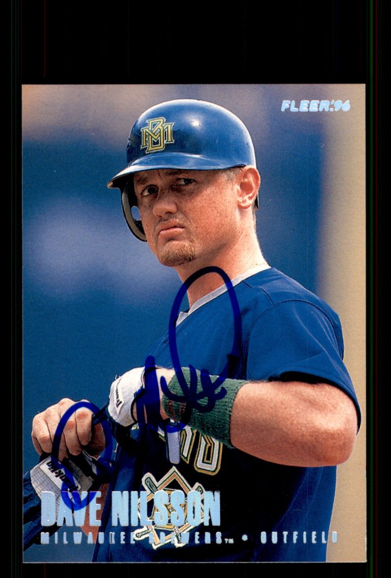 Signed Baseball Card Auto Dave Nilsson 1996 Fleer #154 Milwaukee Brewers
