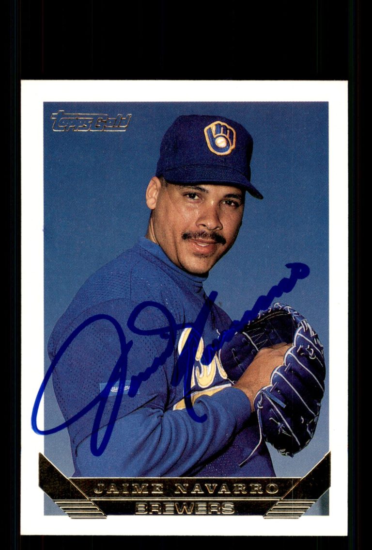 Signed Baseball Card Auto Jaime Navarro 1993 Topps #369 Milwaukee Brewers
