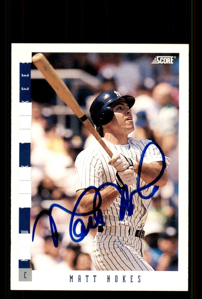 Signed Baseball Card Auto Matt Nokes 1993 Score #192 New York Yankees