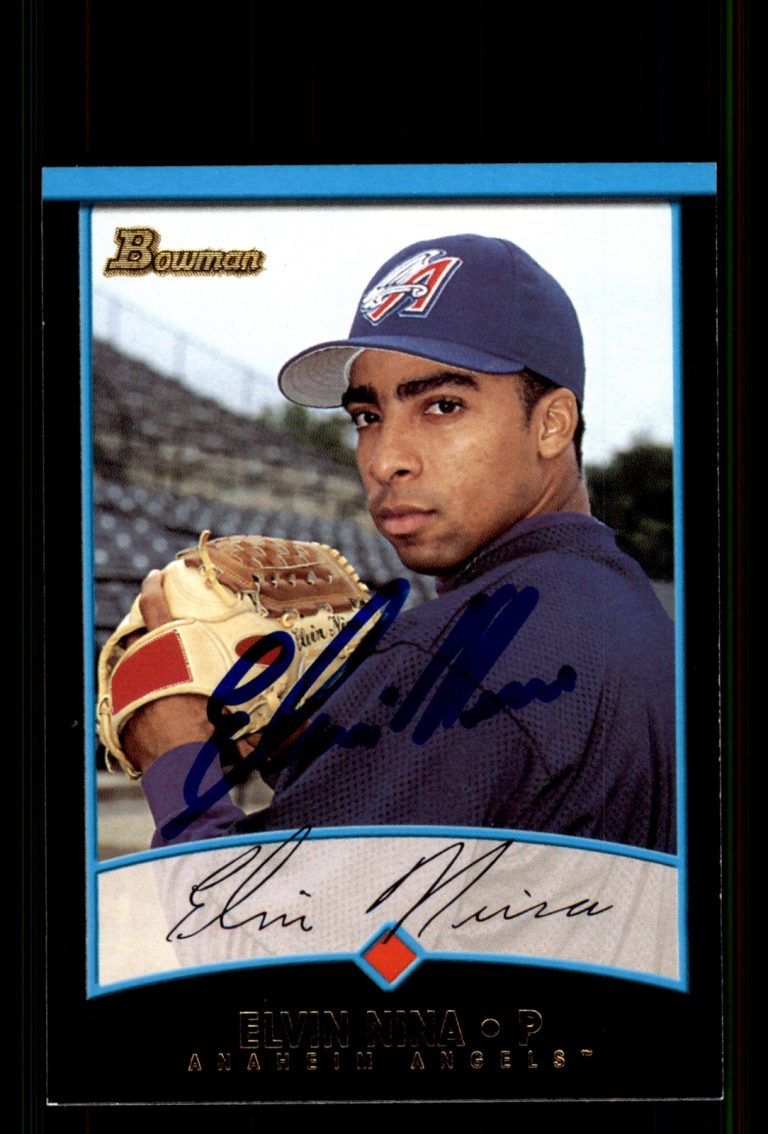 Signed Baseball Card Auto Elvin Nina 2001 Bowman #219 Anaheim Angels
