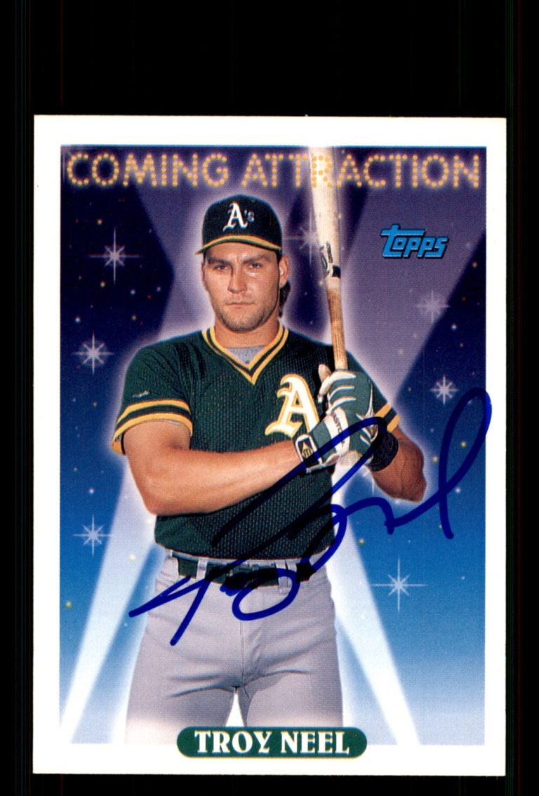 Signed Baseball Card Auto Troy Neel 1993 Topps #807 Oakland Athletics