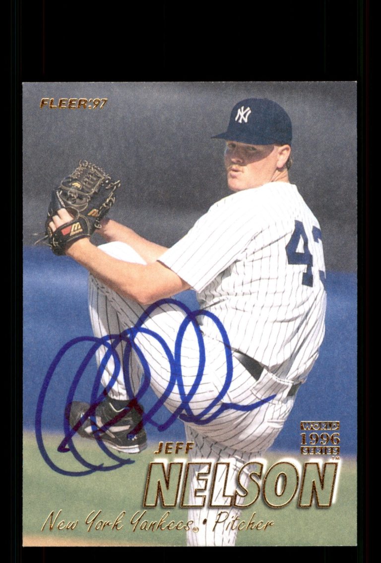 Signed Baseball Card Auto Jeff Nelson 1997 Fleer #173 New York Yankees