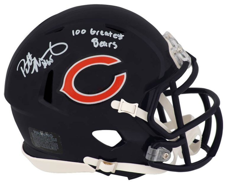 Patrick Mannelly Signed Bears Riddell Mini Helmet w/100 Greatest Bears -(SS COA)