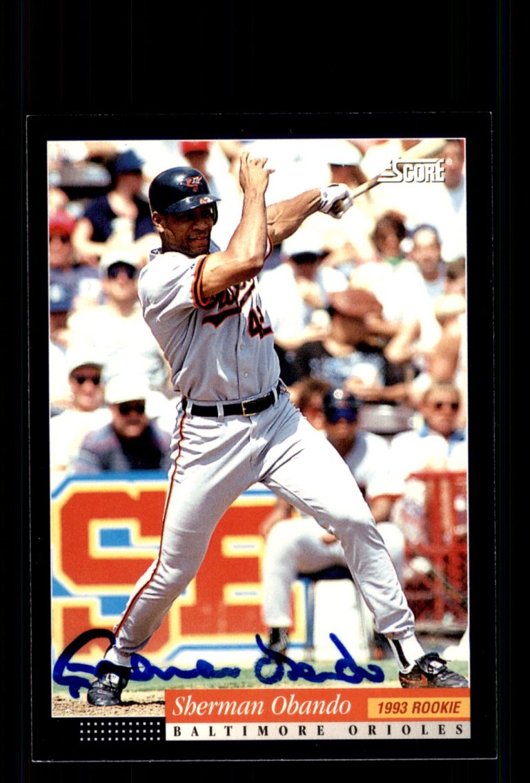 Signed Baseball Card Auto Sherman Obando 1994 Score #597 Baltimore Orioles
