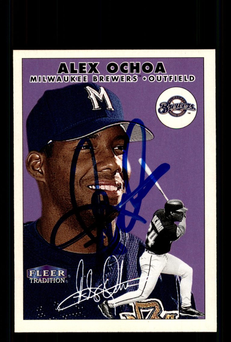 Signed Baseball Card Auto Alex Ochoa 2000 Fleer Tradition #102 Milwaukee Brewers