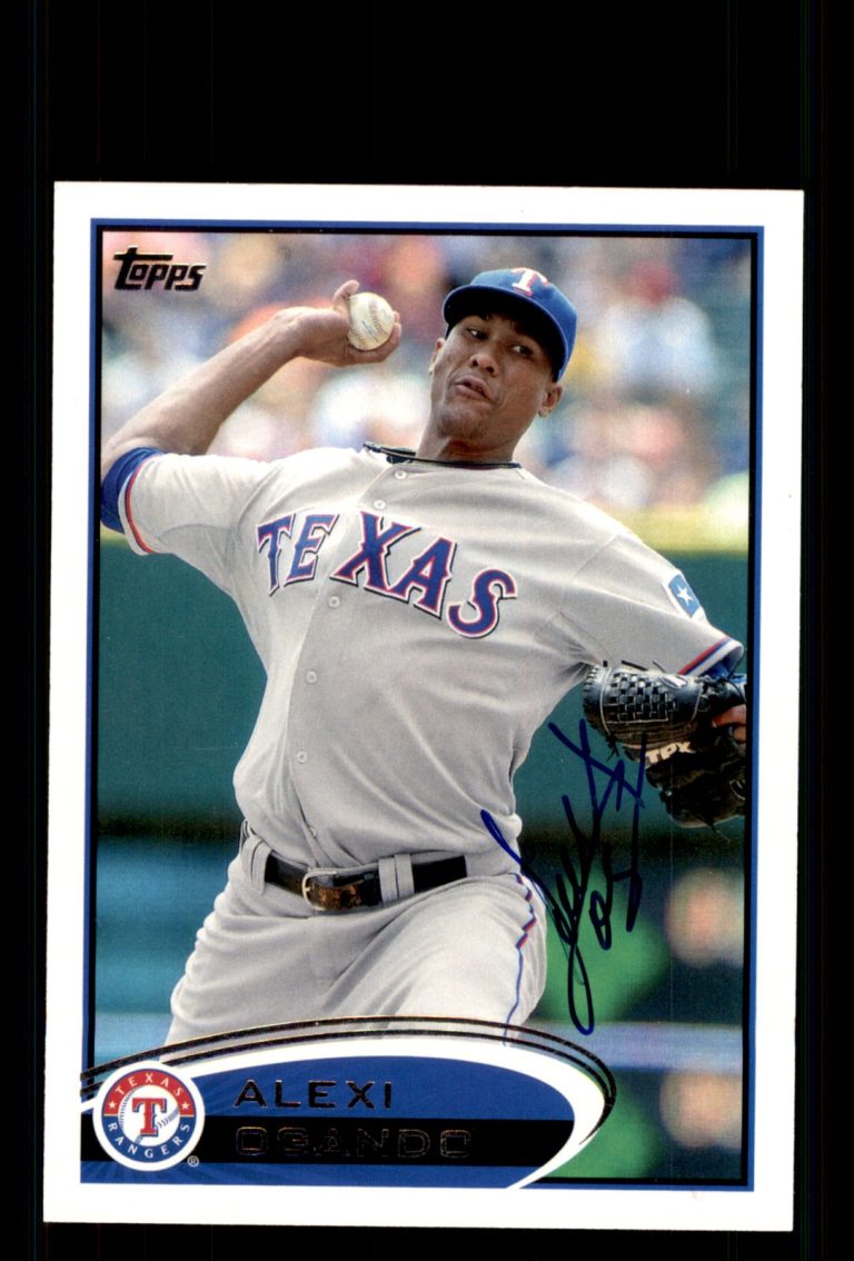 Signed Baseball Card Auto Alexi Ogando 2012 Topps #301 Texas Rangers