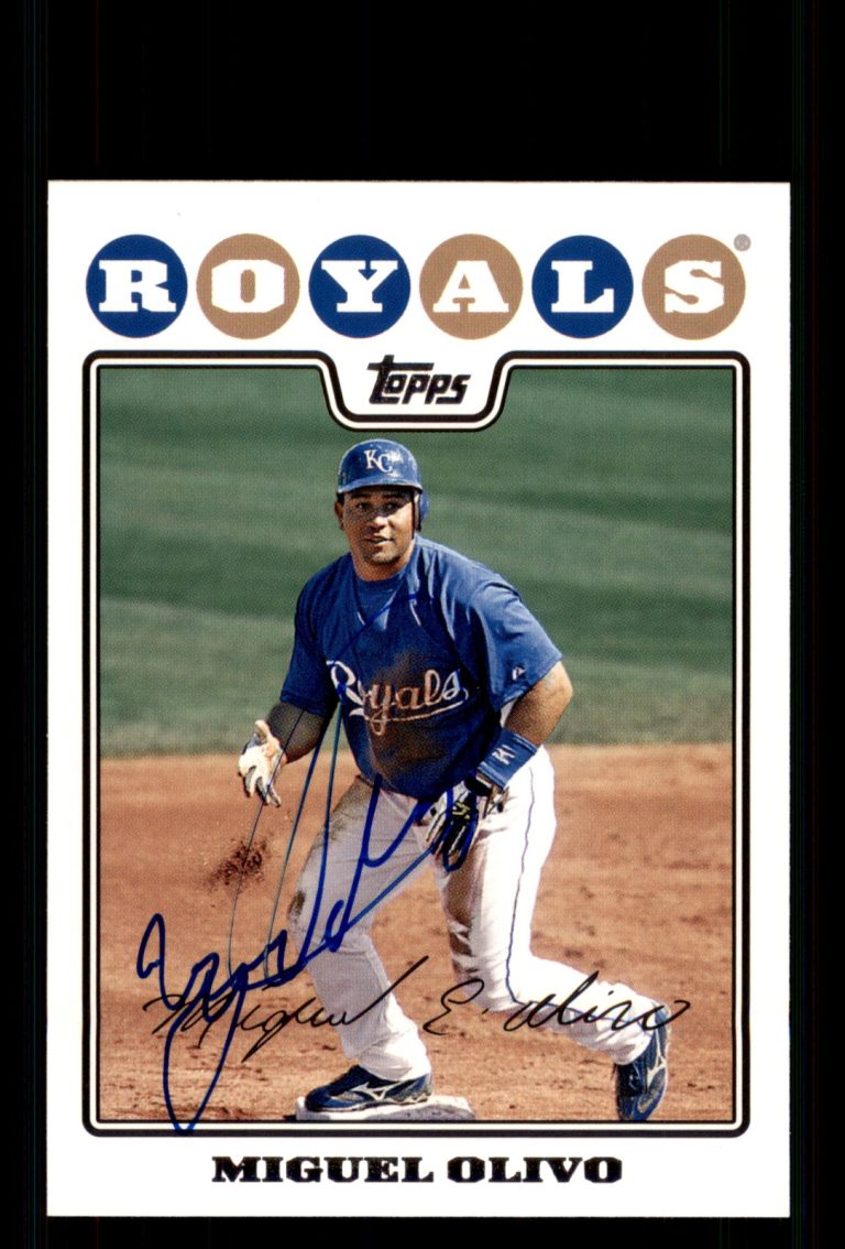 Signed Baseball Card Auto Miguel Olivo 2008 Topps #441 Kansas City Royals