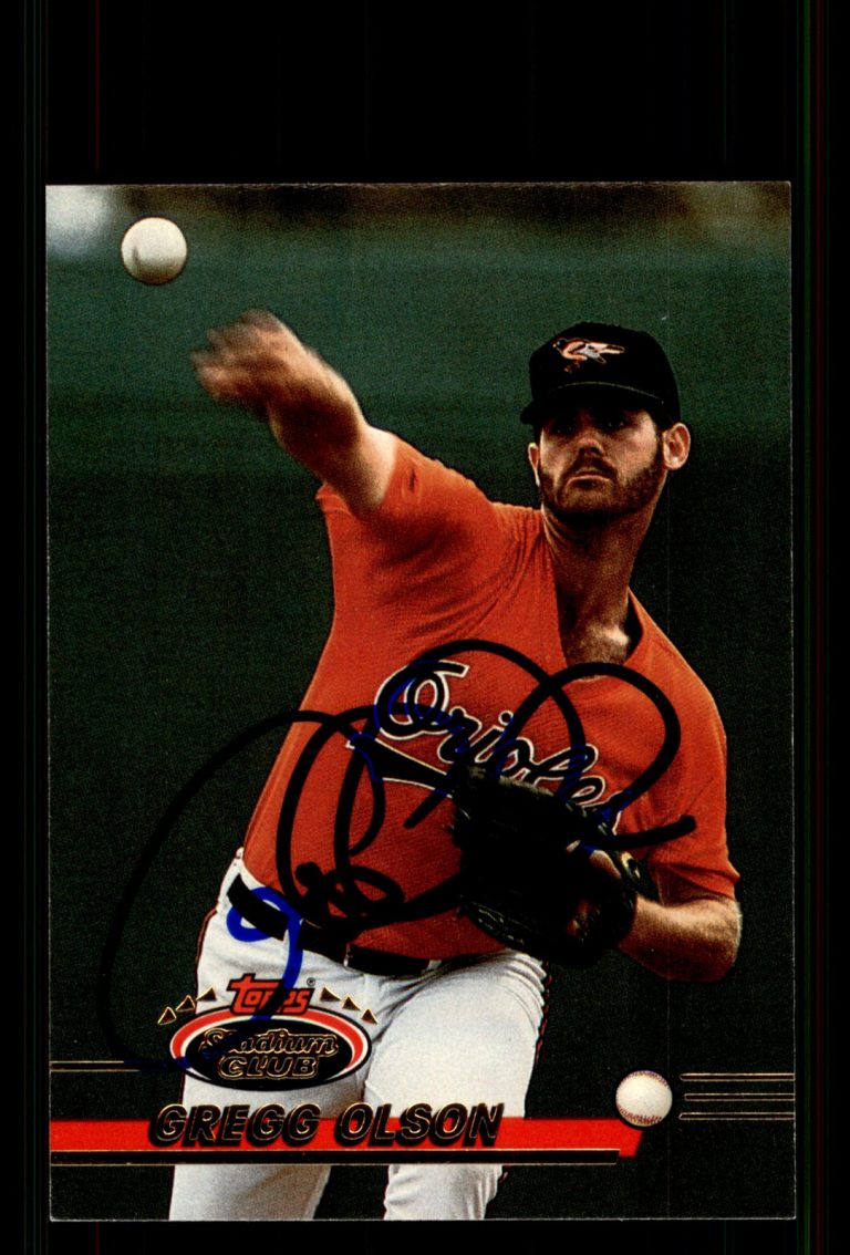 Signed Baseball Card Auto Gregg Olson 1993 Stadium Club #418 Baltimore Orioles