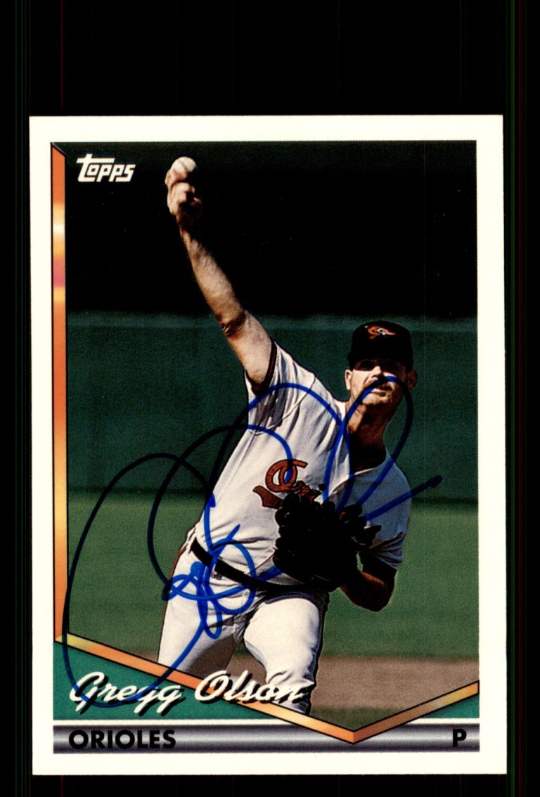 Signed Baseball Card Auto Gregg Olson 1994 Topps #723 Baltimore Orioles