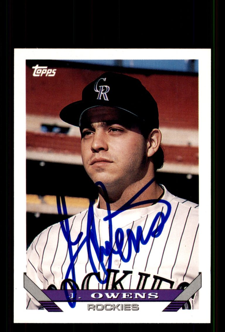 Signed Baseball Card Auto J. Owens 1993 Topps #606 Colorado Rockies