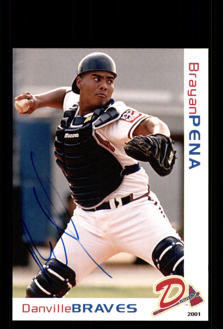 Signed Baseball Card Auto Brayan Pena 2001 Grandstand Danville Braves