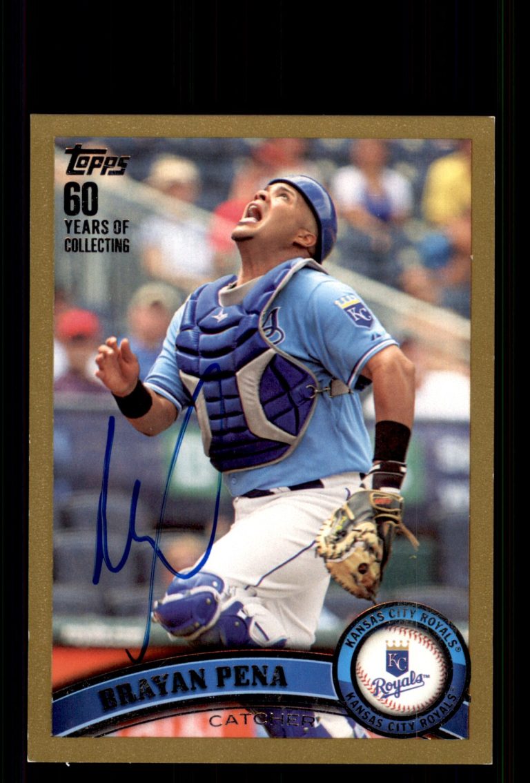 Signed Baseball Card Auto Brayan Pena 2011 Topps Update #US318 Gold Royals