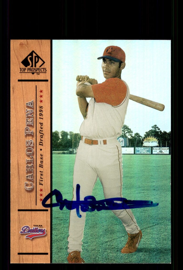 Signed Baseball Card Auto Carlos Pena 2001 SP Top Prospects #26 Tulsa Drillers
